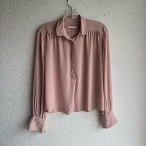 Alice + Olivia blush pink silk blouse top size M
